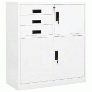 Helloshop26 - Armoire de bureau blanche 90 x 40 x 102 cm avec étagère réglable et 3 tiroirs design moderne en acier blanc 02_0046903 - blanc acier