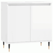 Helloshop26 - Armoire de salle de bain blanche brillante 58 x 33 x 60 cm rangement spacieux style industriel en bois d'ingénierie 02_0049015 - blanc