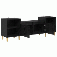 Helloshop26 - Meuble TV rectangulaire rustique avec 2 étagères espace de rangement 160 x 35 x 55 cm en bois d'ingénierie noir 02_0052698 - noir Boi