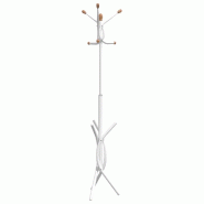 Helloshop26 - Porte-manteau sur pied pratique avec 9 crochets 176 x 40 cm style moderne couloir en fer blanc 02_0047584 - blanc Bois massif 3000234855