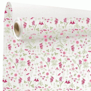 Papier kraft motif Ysée fuchsia blanc 0,80x40 m