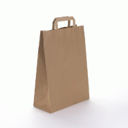 Sac kraft alimentaire brun poignées plates 26x12x35cm - Lot de 200 - Robuste et Fiable