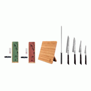 Set complet Deluxe 8 pièces KOTAI Bunka Damas – 4 couteaux et 4 accessoires - inox 708999028936