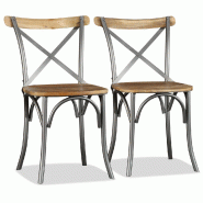VidaXL Chaises à manger lot de 2 bois solide de manguier Modèle Vega StudioDesk Pure - 244592
