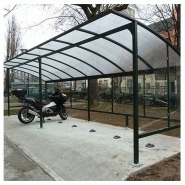 Abri vélo semi-ouvert vienne / structure en acier / bardage en verre sécurit / pour 18 vélos