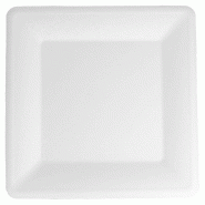 Assiette carrée bagasse blanche 26,2x26,2x1,9cm - par 300