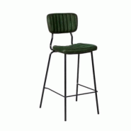 Chaise de bar professionnelle Buffalo – acier noir et cuir synthétique vert foncé – style industriel - vert BUFFALOCHBARBCOMPDG