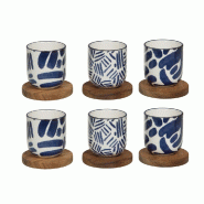Coffret de 6 tasses et sous-tasses Milos 10 cl -  Bleu Rond Grès Table Passion 7.50x7.50 cm - bleu Grès 3106232970450