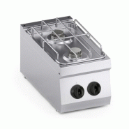 Cuistance Cuisinière gaz professionnelle 2 brûleurs en fonte - gris inox 2FP600G