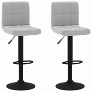 Décoshop26 - Lot de 2 tabourets de bar chaises hautes hauteur réglable en velours gris clair et acier noir DEC029689 - gris acier 3000257503160