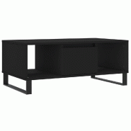 Décoshop26 - Table basse avec tiroir design rustique moderne 90 x 50 x 36,5 cm bois d'ingénierie noir et métal DEC039832 - 3000264611384