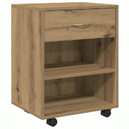 Helloshop26 - Armoire roulante multifonctionnelle avec espace de rangement 46 x 36 x 59 cm en bois d'ingénierie vieux bois 02_0050906 - Bois massif 3