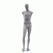 Mannequin homme Vintage - tête et buste en lin gris, jambes en fibre de verre gris