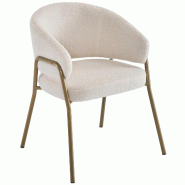 Merax Chaise rembourrée (1 pièce), chaise de salle à manger, chaise de salon, velours d'agneau, pieds dorés, blanc - blanc multi-matériau WF308330AAW