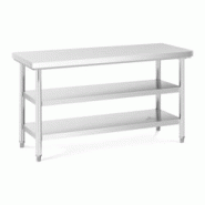 Royal Catering - Table de travail en inox 150 x 60 cm - Capacité 600 kg - 3 niveaux - Pieds réglables - 3000234658982 Royal Catering - Table de travail en inox 150 x 60 cm - Capacité 600 kg - 3 niveaux - Pieds réglables - 3000234658982