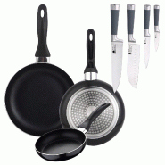 San Ignacio - Jeu de poêles 16/20/24cm en aluminium pressé avec jeu de couteaux de cuisine - aluminium PK343