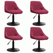 VidaXL Chaises à manger pivotantes lot de 4 rouge bordeaux velours Modèle Zorina - 3088797