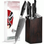 XinZuo - Set de Couteaux en Damas 7 pièces - Série B32 Feng - multicolore B32-H7