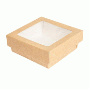 Boite usage froid carton kraft + couv fenêtre 350 cc 10x10x4cm naturel par 250