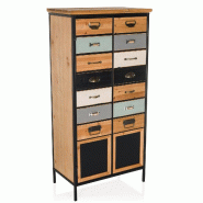 Buffet haut / Commode CONTINENTO HIGH 60 x 34 x 123 cm sapin massif hjh LIVING - marron Bois massif 861009