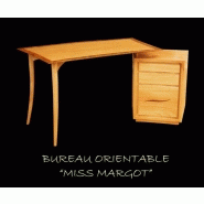 Bureau orientable en orme massif - avec caisson