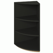 Comptoir angle arrondi 60 degrés - P60xH93,8cm - mélaminé noir - 2 tablettes