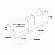Comptoir Delta Plus, accès PMR - Mobel Linea - Blanc, Droite, Non, 262, Chêne veiné_0