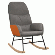 Décoshop26 - Fauteuil à bascule rembourré relax pour salon en tissu gris clair PVC orange DEC028954 - gris 3000257135606