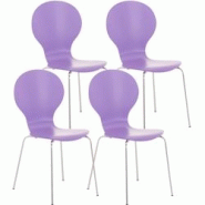 Décoshop26 - Lot de 4 chaises de cuisine salle à manger empilables dossier arrondi en bois violet et métal chromé 10_0003180 - 3000251441086 Décoshop26 - Lot de 4 chaises de cuisine salle à manger empilables dossier arrondi en bois violet et métal chromé 10_0003180 - 3000251441086