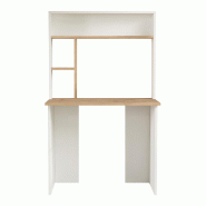 Helloshop26 - Bureau table poste de travail 149 x 90 x 52 cm effet chêne blanc 03_0009071 - blanc 3000224494880