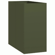Helloshop26 - Jardinière moderne pour jardin terrasse 40 x 80 x 80 cm avec fond ouvert design élégant en acier vert olive 02_0051559 - vert acier 3