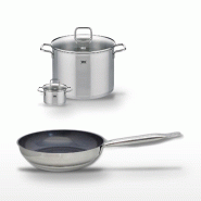 Lot Poêle céramique 28 cm et 2 Faitouts inox 12/26 cm Elo Profi Therm Platinum - gris inox 3176239951783
