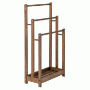 Porte-serviettes sur pied COSTWAY, porte-serviettes en bois avec 3 barres, tablette inférieure et protection anti-basculement - marron Bois manufactu