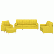 VidaXL Ensemble de canapés 4 pcs avec coussins jaune clair tissu Modèle Atlas Office Signature - 3201271