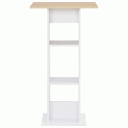 VidaXL Table de bar Blanc et chêne Sonoma 60x60x110 cm Modèle Helios Contemporain - 280209