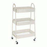 WellHome - Chariot de cuisine blanc avec 3 paniers et roulettes 79,5 cm - blanc acier WH15231 WellHome - Chariot de cuisine blanc avec 3 paniers et roulettes 79,5 cm - blanc acier WH15231