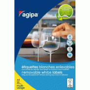 100 étiquettes blanches multi-usage enlevables, format 99,1 x 139 mm (25 feuilles A4 / cdt) - 3270241026375