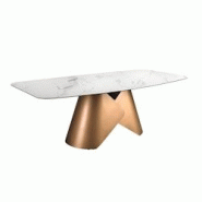 AC ANGEL CERDA Angel Cerdá Table de salle à manger ovale en marbre de porcelaine et tonneau en acier couleur bronze 1172C 240 x 120 x 76 - blanc por