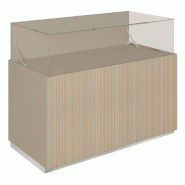 Comptoir vitrine fond bois Vertigo T01 MDF naturel et taupe 120x60x93cm