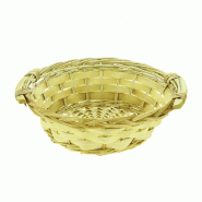 Corbeille à fruits bois ronde "Campi" poignées bois Ø30x10cm - par 20