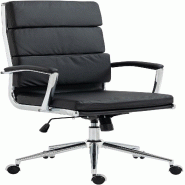 Décoshop26 - Fauteuil de bureau sur roulettes dossier à triple rembourrage et forme ergonomique en similicuir noir et métal chromé 10_0007015 - no