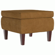 Décoshop26 - Tabouret assise repose-pieds design classique avec pieds en bois assise en velours marron DEC026311 - Bois massif 3000255745708
