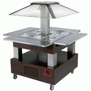 Diamond - Ilot buffet - Salad bar, réfrigéré, 4x GN1/1-150 (Bois Wengé) - réf. CSB/4D-B1-R2 - gris inox AKS-CSB/4D-B1-R2