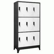 Helloshop26 - Armoire à casiers moderne rangement bureau 90 x 45 x 180 cm avec portes verrouillables en acier anthracite 02_0047020 - acier 300023455