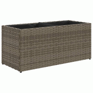 Helloshop26 - Jardinière bac lit surélevé plantes fleurs terrasse jardin avec 2 pots 72 x 30 x 32 cm résine tressée gris 02_0038080 - 3000214068527