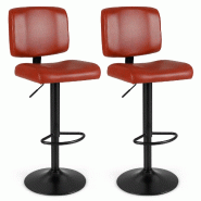 Helloshop26 - Lot de 2 tabourets de bar pivotants 47 x 42 x 98-119 cm réglables en hauteur confort ergonomique design contemporain 20_0018776 - rouge Helloshop26 - Lot de 2 tabourets de bar pivotants 47 x 42 x 98-119 cm réglables en hauteur confort ergonomique design contemporain 20_0018776 - rouge