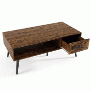 Helloshop26 - Table basse avec tiroir et étagère de stockage 109 x 55 x 44 cm moderne rétro en bois de pin marron 20_0013779 - 3000227920904