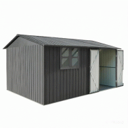 Merax abri de jardin métal avec toit à pignon, porte, serrure, fenêtre, table pliante et étagères, gris - gris métal W3600S00025 Merax abri de jardin métal avec toit à pignon, porte, serrure, fenêtre, table pliante et étagères, gris - gris métal W3600S00025