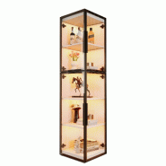 Merax Vitrine sur pied LED 40x40x170 cm, vitrine acrylique étroite avec vue panoramique, blanc et noir - blanc multi-matériau N880P4341989W