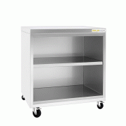 Meuble bas inox ouvert 600x700 mm sur roulettes PREMIUM - GOLDINOX - gris inox 3701770808922